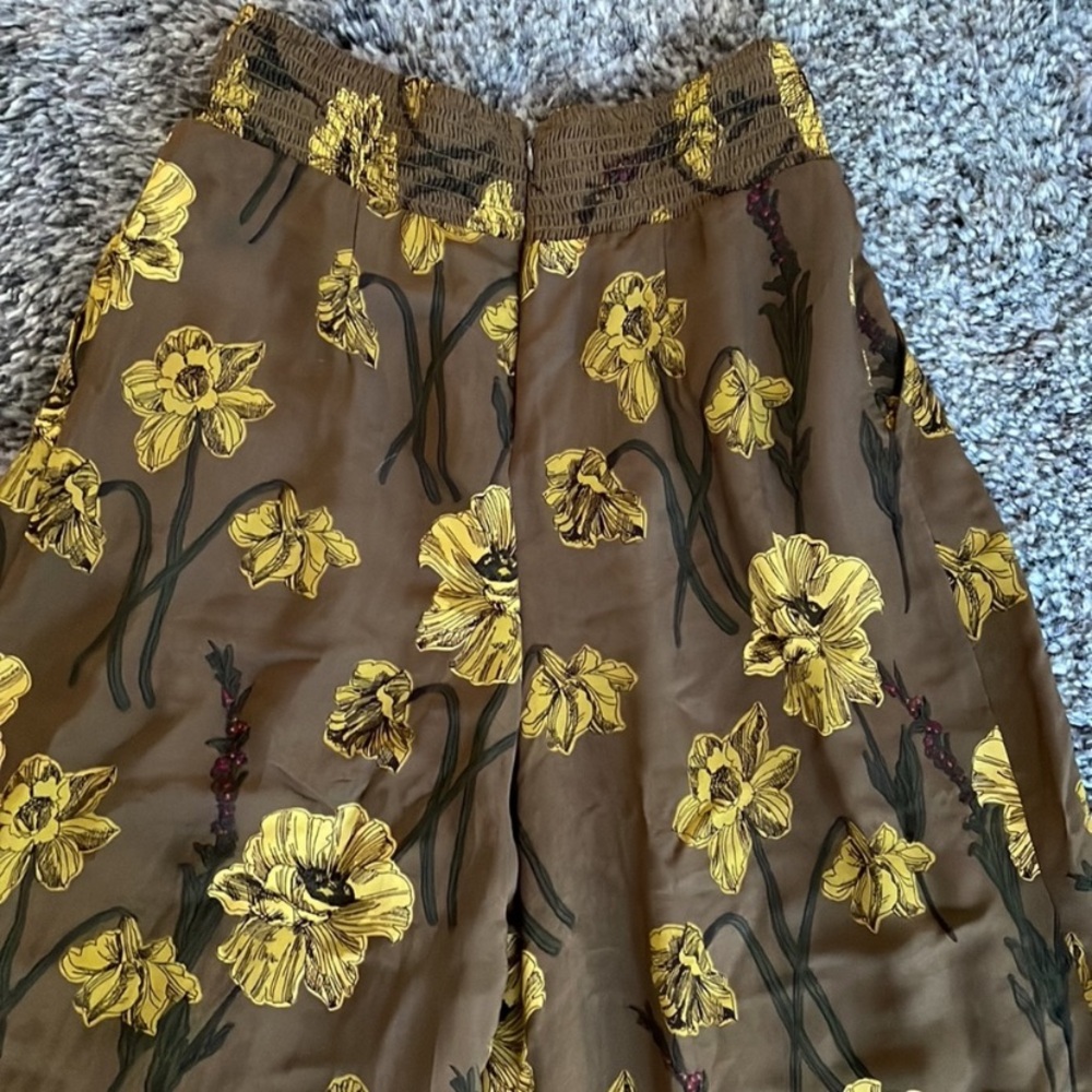 New Anthropologie Maeve Terrace Floral Brown Yellow Autumn Fall Wide Leg Pants 6 - Picture 7 of 8